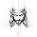 the sinner in front of jesus tattoo design idea