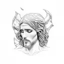 the sinner in front of jesus tattoo design idea