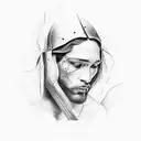 the sinner in front of jesus tattoo design idea