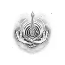 hand mudra sumbol with resist the slave mind tattoo design idea