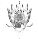 hand mudra sumbol with resist the slave mind tattoo design idea