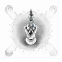 Uttara Bodhi Mudra with resist the slave mind tattoo design idea