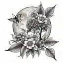 flowers moon trees  tattoo design idea