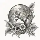 flowers moon trees  tattoo design idea