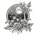 flowers moon trees  tattoo design idea