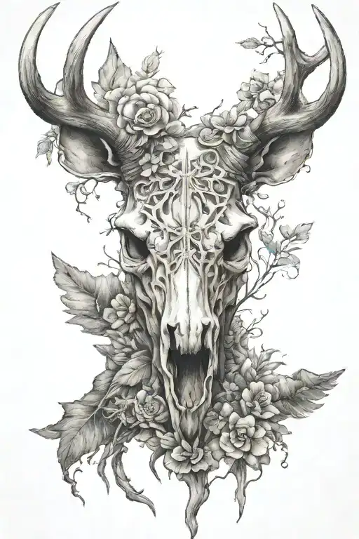 deer skull. elephant, rhino, wolf tattoo design idea