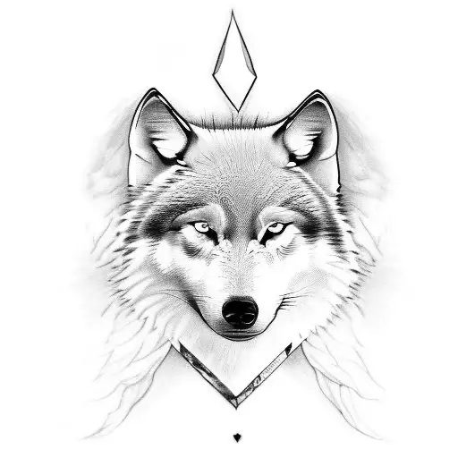 A tattoo that involves a calm white wolf in right that repesent good and a black angry wolf that repesent evil and an ey tattoo design idea