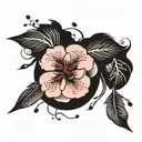 cherry blossoms falling then turning into black feathers falling tattoo design idea