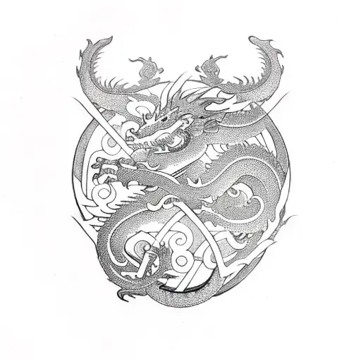 Dragon, monkey, ox, yin yang tattoo design idea
