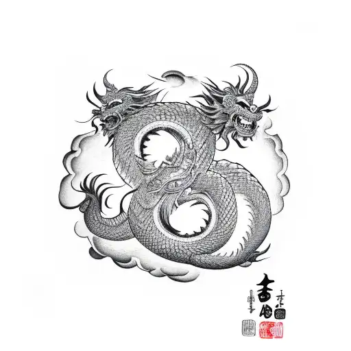 Dragon monkey  ox  yin yang tattoo design idea