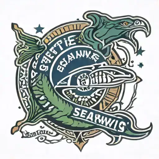 seattle seahawks logo and seattle mariners logo intertwined  tattoo design idea