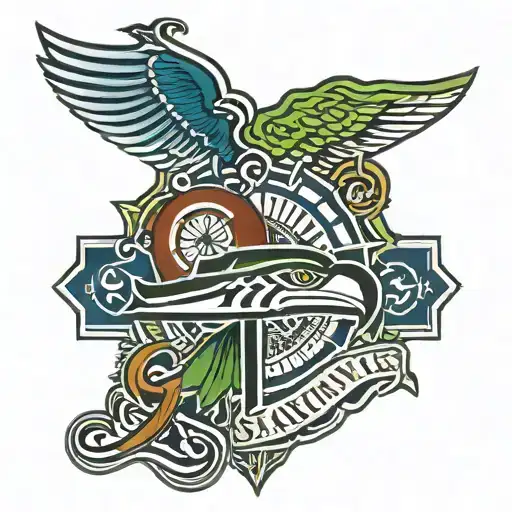 seahawks logo and mariners logo intertwined  tattoo design idea