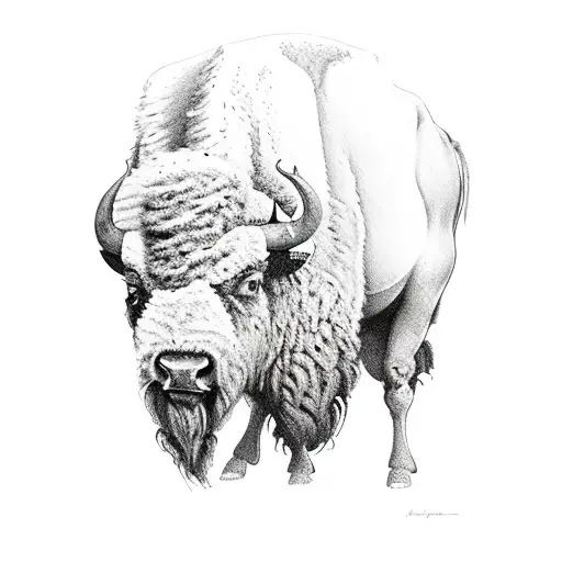 bison and strawberries tattoo design idea