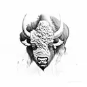 bison and flowers tattoo design idea