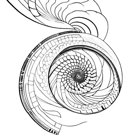 Galaxy with a spiral nautilus shell tattoo design idea