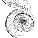 Galaxy with a spiral nautilus shell tattoo design idea