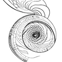 Galaxy with a spiral nautilus shell tattoo design idea