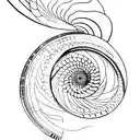 Galaxy with a spiral nautilus shell tattoo design idea