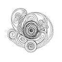 Galaxy with a spiral nautilus shell tattoo design idea