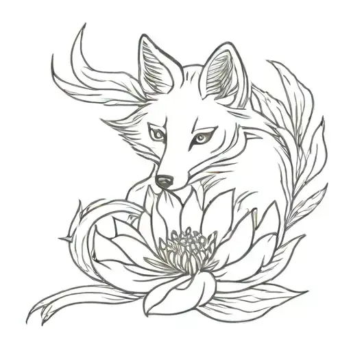 Kitsune Chrysanthamum tattoo design idea