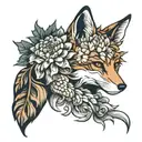 Chrysanthamum Fox curled tattoo design idea