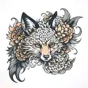 Chrysanthamum Fox curled tattoo design idea