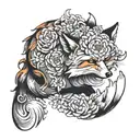 Chrysanthamum Fox curled tattoo design idea