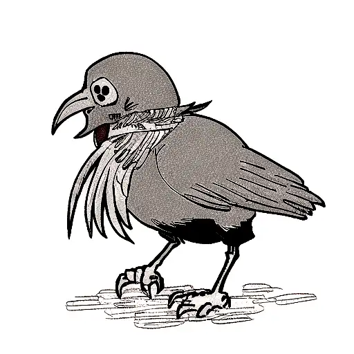 A crow carrying a skull as if it's singing tattoo design idea