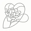 heart outline with daisy imbedded to heart outline tattoo design idea