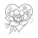 heart outline with daisy imbedded to heart outline tattoo design idea