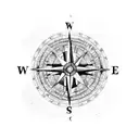 compass on a frayed map of the world tattoo design idea