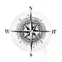 compass on a frayed map of the world tattoo design idea