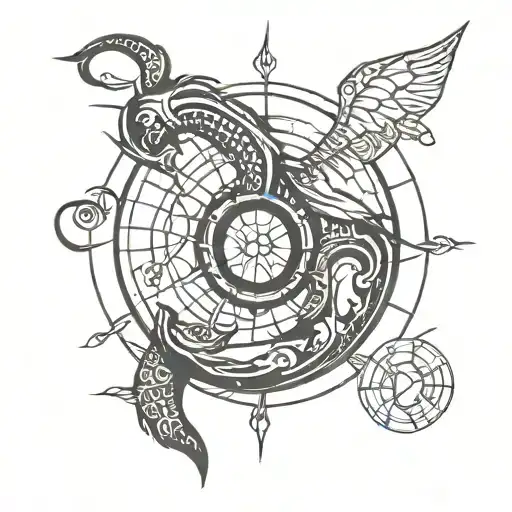 cancer astrology glyph with moon  tattoo design idea