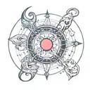 cancer astrology glyph with moon  tattoo design idea
