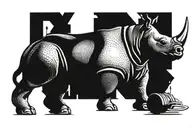 rhino deadlifting  tattoo design idea