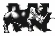 rhino deadlifting  tattoo design idea