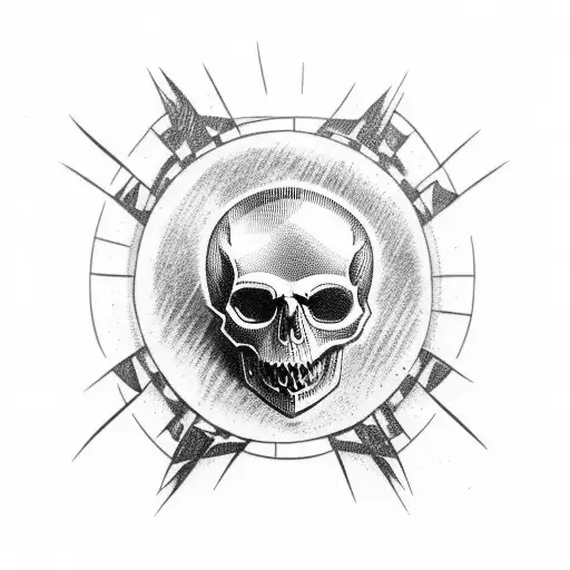 Anarchy symbol with a skull wearing a punk rock mohawk tattoo design idea