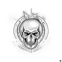 Anarchy symbol with a skull wearing a punk rock mohawk tattoo design idea