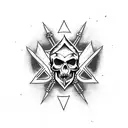 Anarchy symbol with a skull wearing a punk rock mohawk tattoo design idea