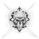 Anarchy symbol with a skull wearing a punk rock mohawk tattoo design idea