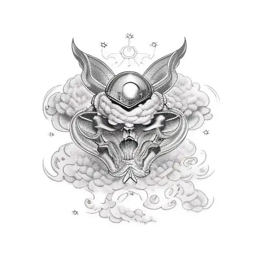 helmet blackrose cloud tattoo design idea