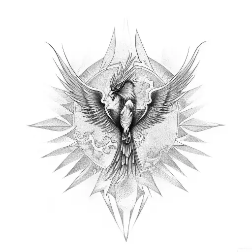 Illustrative Phoenix Tattoo Design – Tattoos Wizard Designs