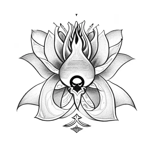 LOTUS FLOWER WITH EYE OF HORUS AND 3 CARDS (ACE OF SPADES, KING OF HEARTS AND JOKER) tattoo design idea