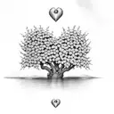 Heart-shaped lock nested among hazel, intertwined branches, leaves and blooms organically tattoo design idea
