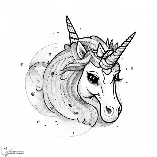 unicorn blue tunderdome tattoo design idea