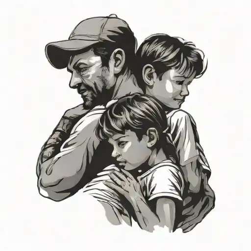silhouette 2 adults 6 children tattoo design idea