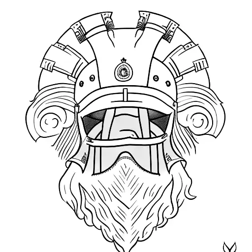 A minimalist tattoo of a gladiator helmet with the phrase 'Non arrenderti, neanche se sei stato sconfitto' written below it. tattoo design idea