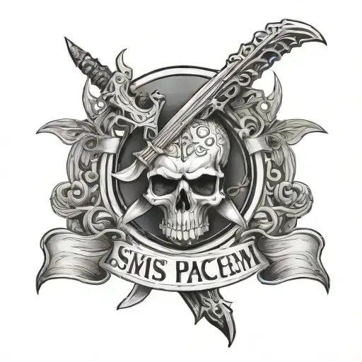 " Si vis pacem, para bellum " tatto design, with dagger, turkic tradition tattoo design idea