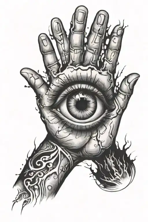 hand palm with a bleeding eye in it  tattoo design idea