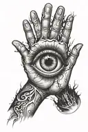 hand palm with a bleeding eye in it  tattoo design idea
